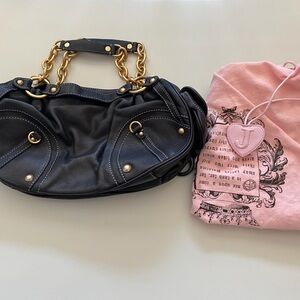 Juicy Couture Black Tote with Gold Chain Accents